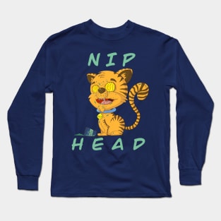 Cat High On Catnip (Nip Head) Long Sleeve T-Shirt